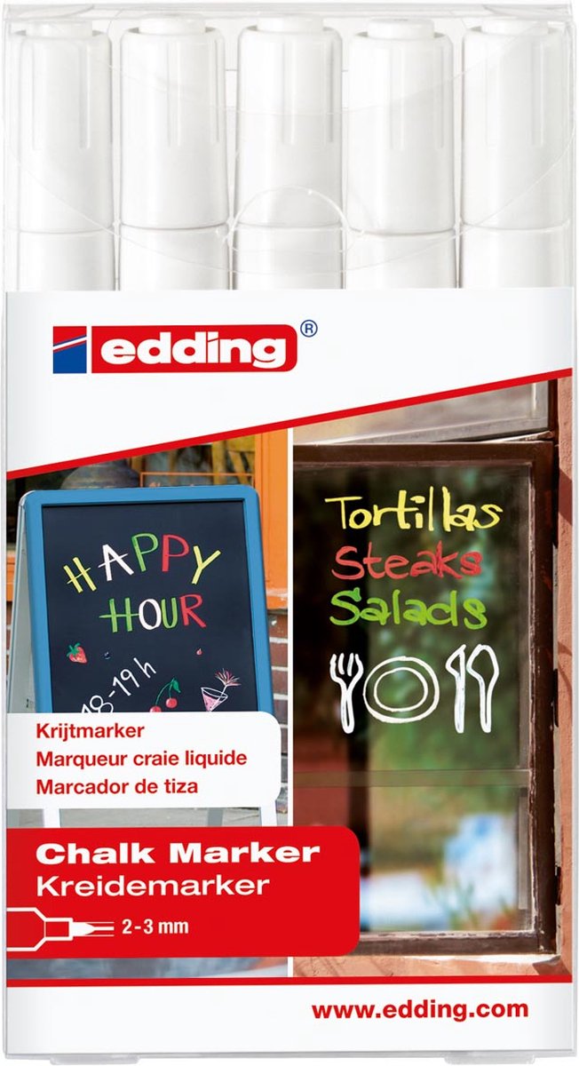 Edding krijtmarker e-4095 wit, etui van 5 stuks 64 stuks