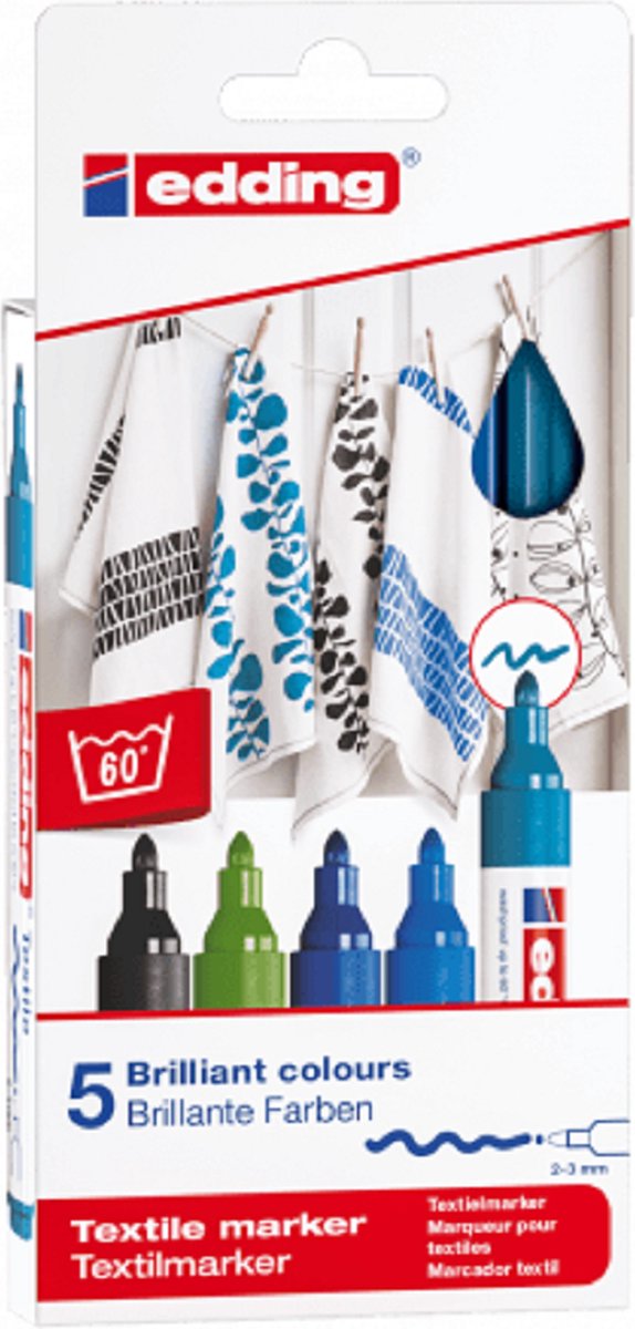 Textielstift edding 4500 set cool 5 stuks