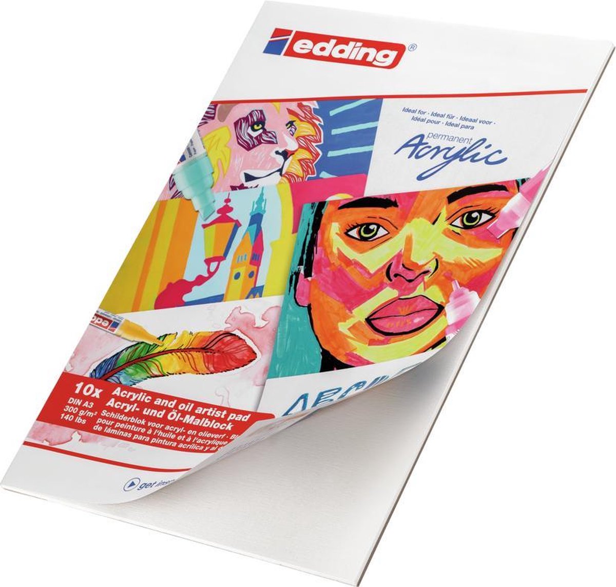 edding Acrylverf papier - A3 formaat - 300 gram - Linnen structuur - Geschikt voor acrylmarkers