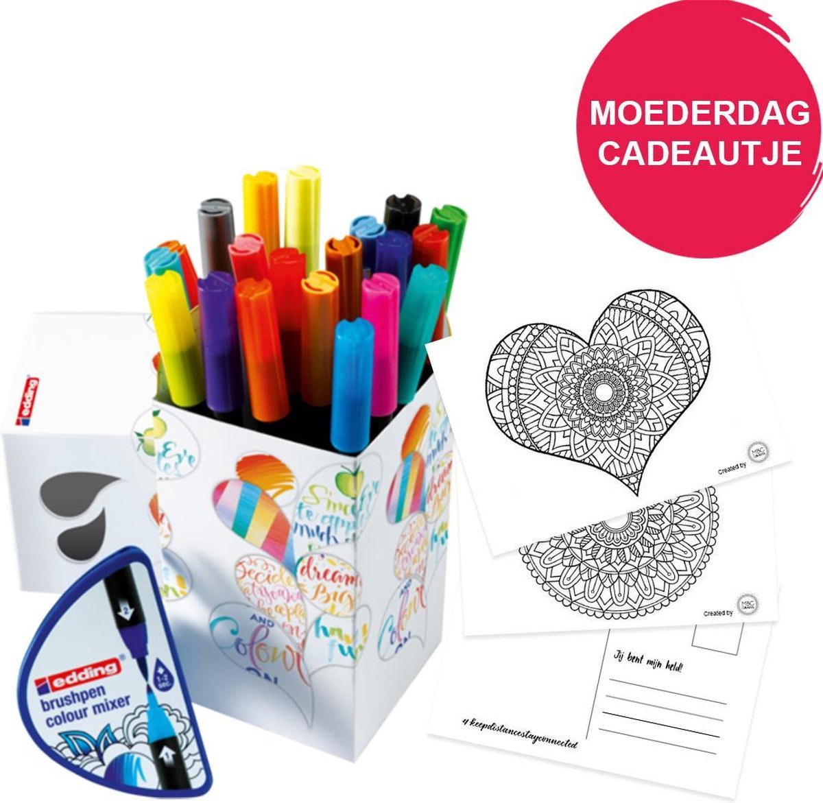 edding Colour Happy box inclusief twee mandala postcards – Moederdag cadeautje