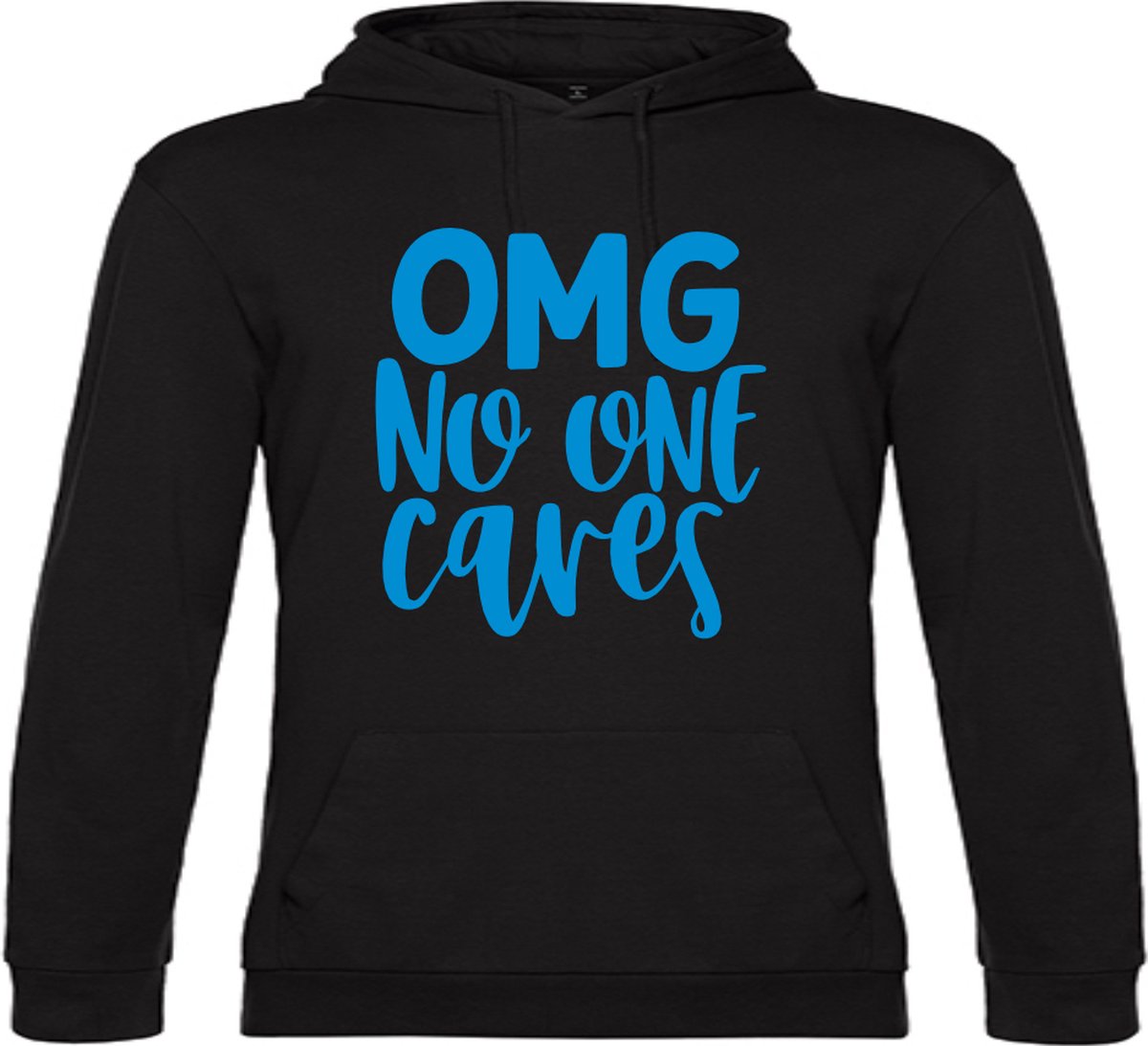 Hoodie OMG No One Cares BLAUW Large UNISEX - Specialties by EIZOOK