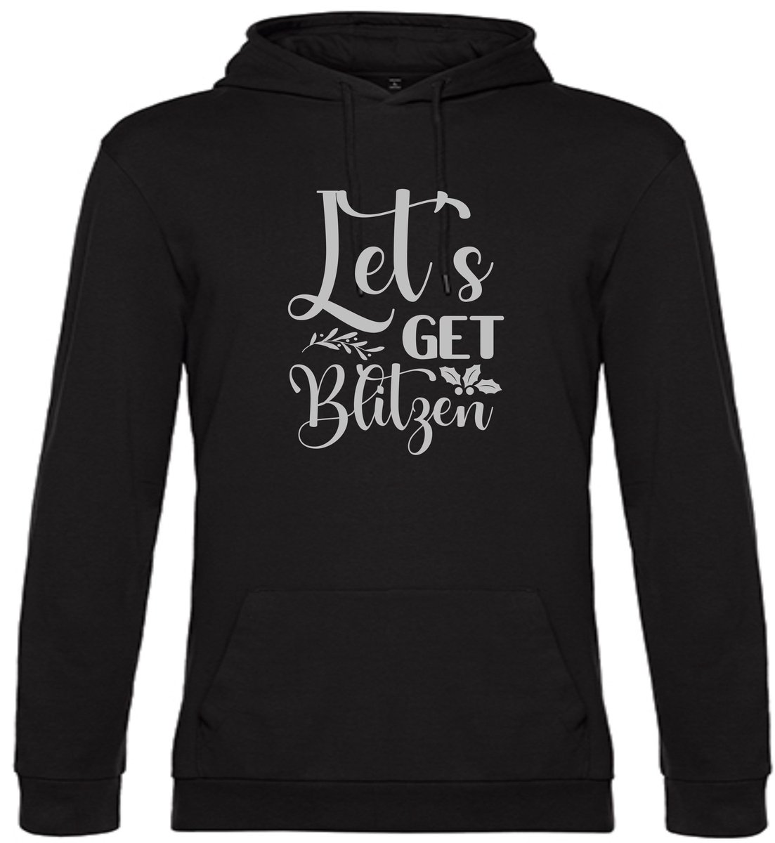 Kerst hoodie zwart LETS GET BLITZEN Zilver 2XL SPECIALITIES BY EIZOOK