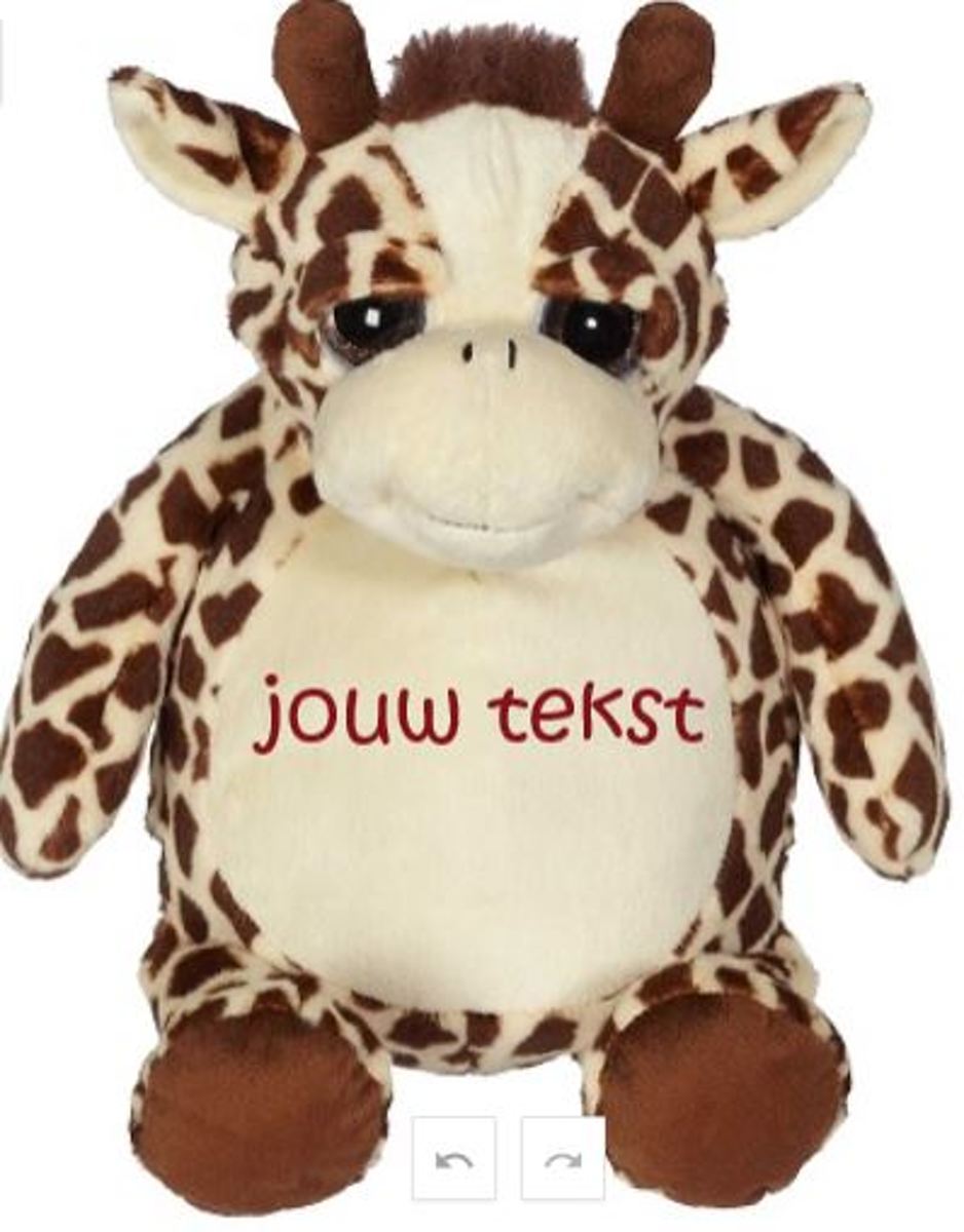 Knuffel Googie de Giraf om zelf te personaliseren geborduurd met naam of tekst