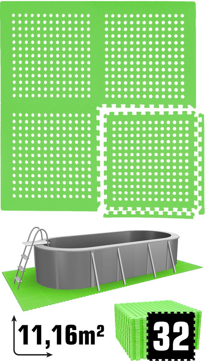 11.2 m² poolmat - 32 EVA schuim matten 62x62 outdoor poolpad - pool ondermatten