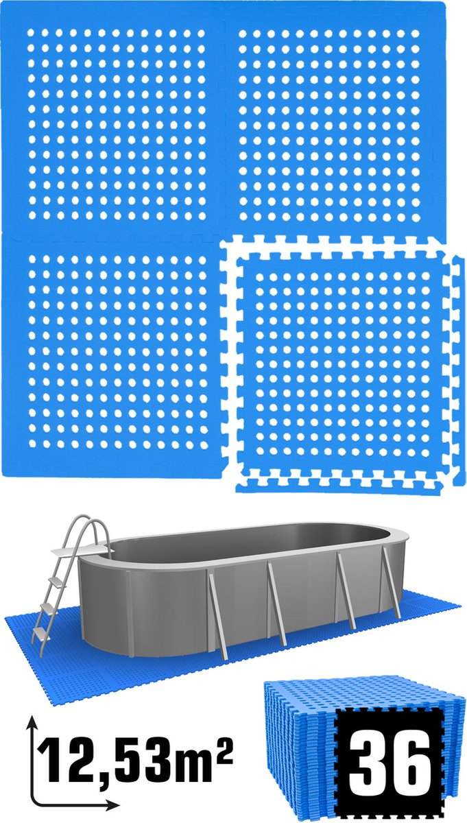 12.5 m² poolmat - 36 EVA schuim matten 62x62 outdoor poolpad - pool ondermatten