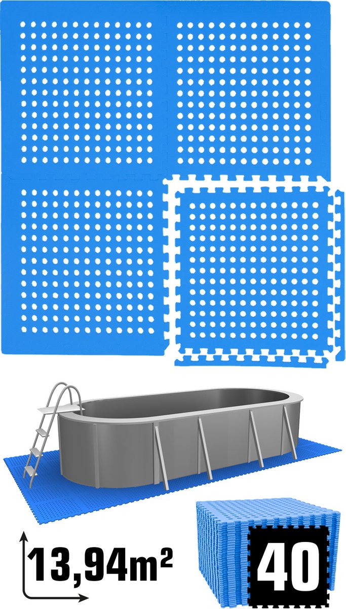 13.9 m² poolmat - 40 EVA schuim matten 62x62 outdoor poolpad - pool ondermatten