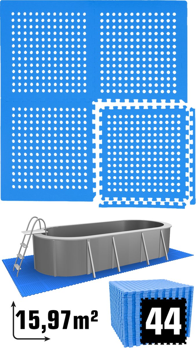 16 m² poolmat - 44 EVA schuim matten 62x62 - outdoor poolpad - pool ondermatten