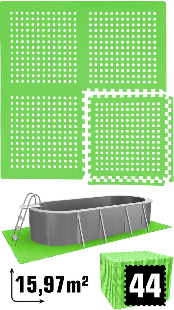 16 m² poolmat - 44 EVA schuim matten 62x62 - outdoor poolpad - pool ondermatten