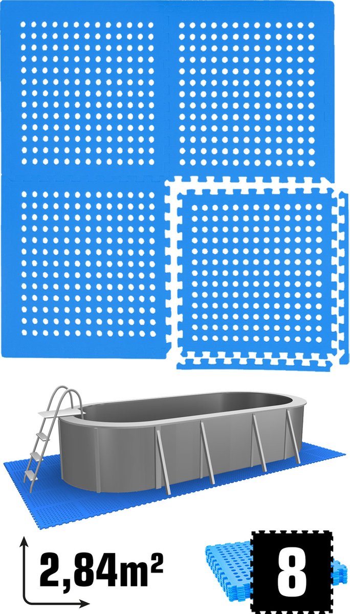 2.8 m² poolmat - 8 EVA schuim matten 62x62 - outdoor poolpad - pool ondermatten