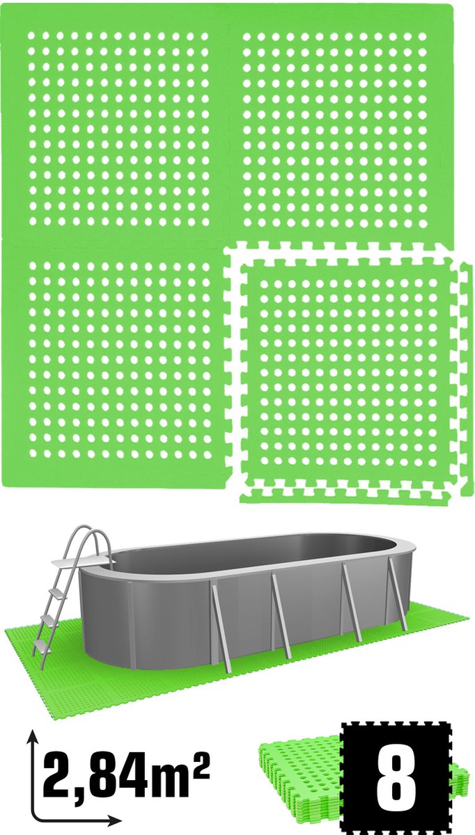 2.8 m² poolmat - 8 EVA schuim matten 62x62 - outdoor poolpad - pool ondermatten