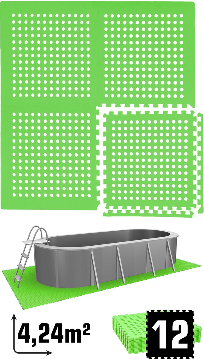 4.2 m² poolmat - 12 EVA schuim matten 62x62 - outdoor poolpad - pool ondermatten