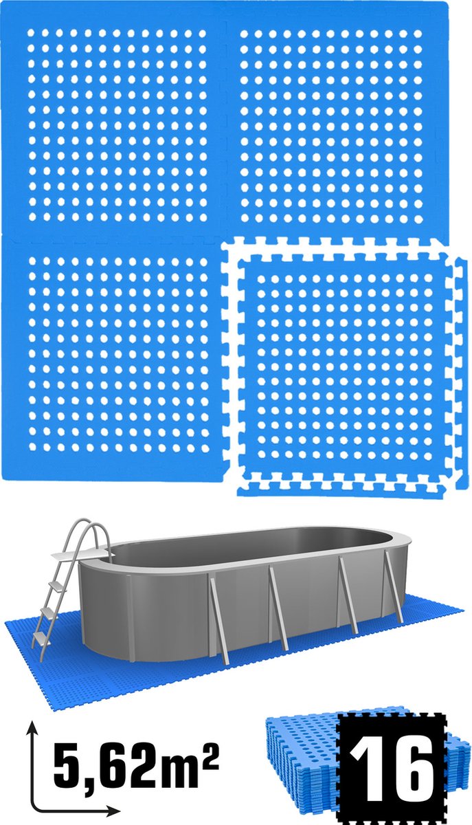 5.6 m² poolmat - 16 EVA schuim matten 62x62 - outdoor poolpad - pool ondermatten