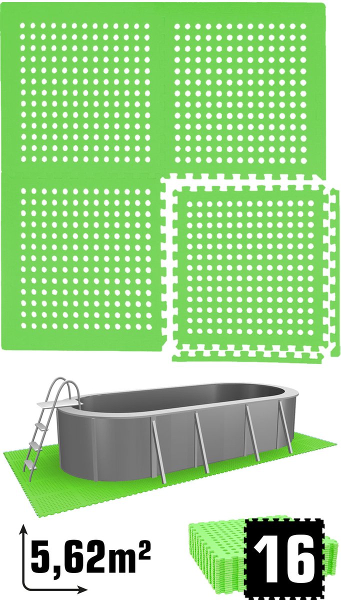 5.6 m² poolmat - 16 EVA schuim matten 62x62 - outdoor poolpad - pool ondermatten