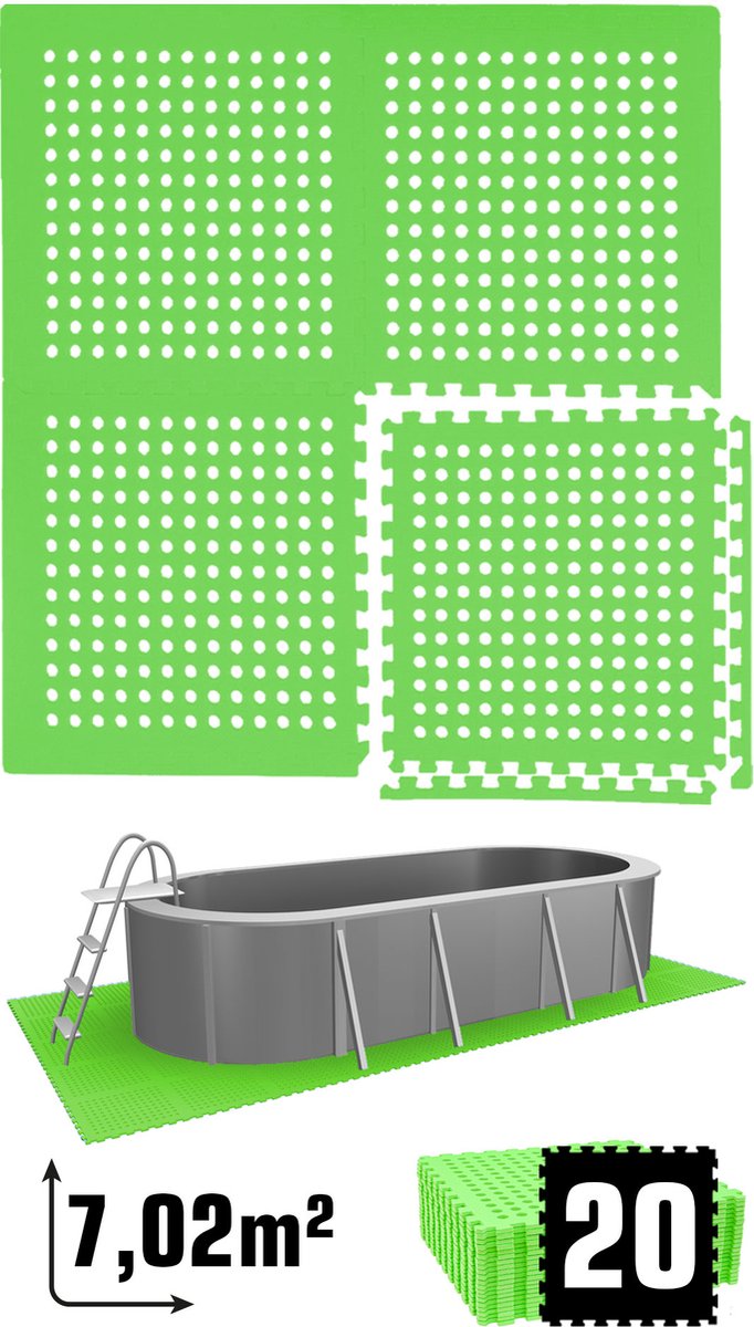 7 m² poolmat - 20 EVA schuim matten 62x62 - outdoor poolpad - pool ondermatten