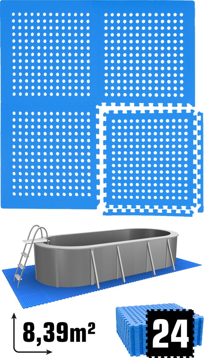 8.4 m² poolmat - 24 EVA schuim matten 62x62 - outdoor poolpad - pool ondermatten