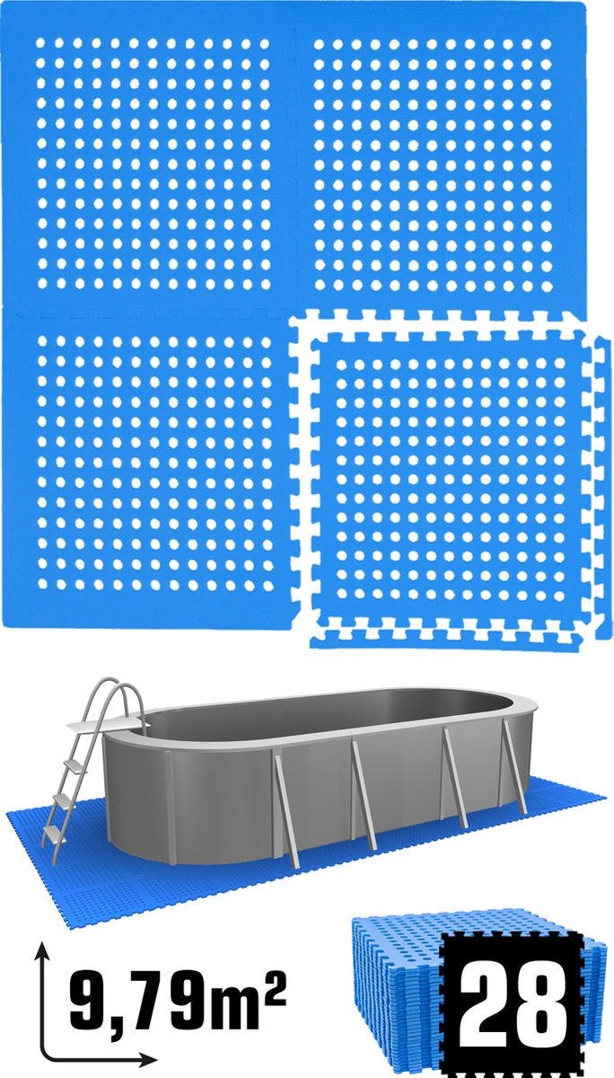 9.8 m² poolmat - 28 EVA schuim matten 62x62 outdoor poolpad - pool ondermatten