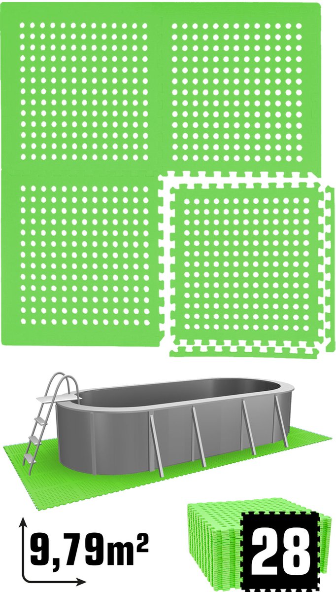 9.8 m² poolmat - 28 EVA schuim matten 62x62 outdoor poolpad - pool ondermatten