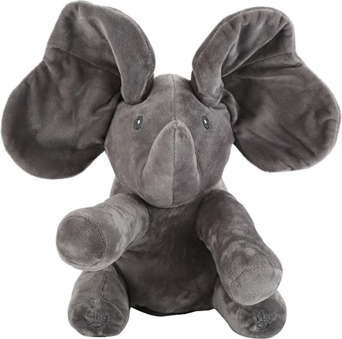 Olifant kiekeboe interactieve knuffel grijs - peekaboo - kraamcadeau - kraamkado - zingende kiekeboe knuffel olifant