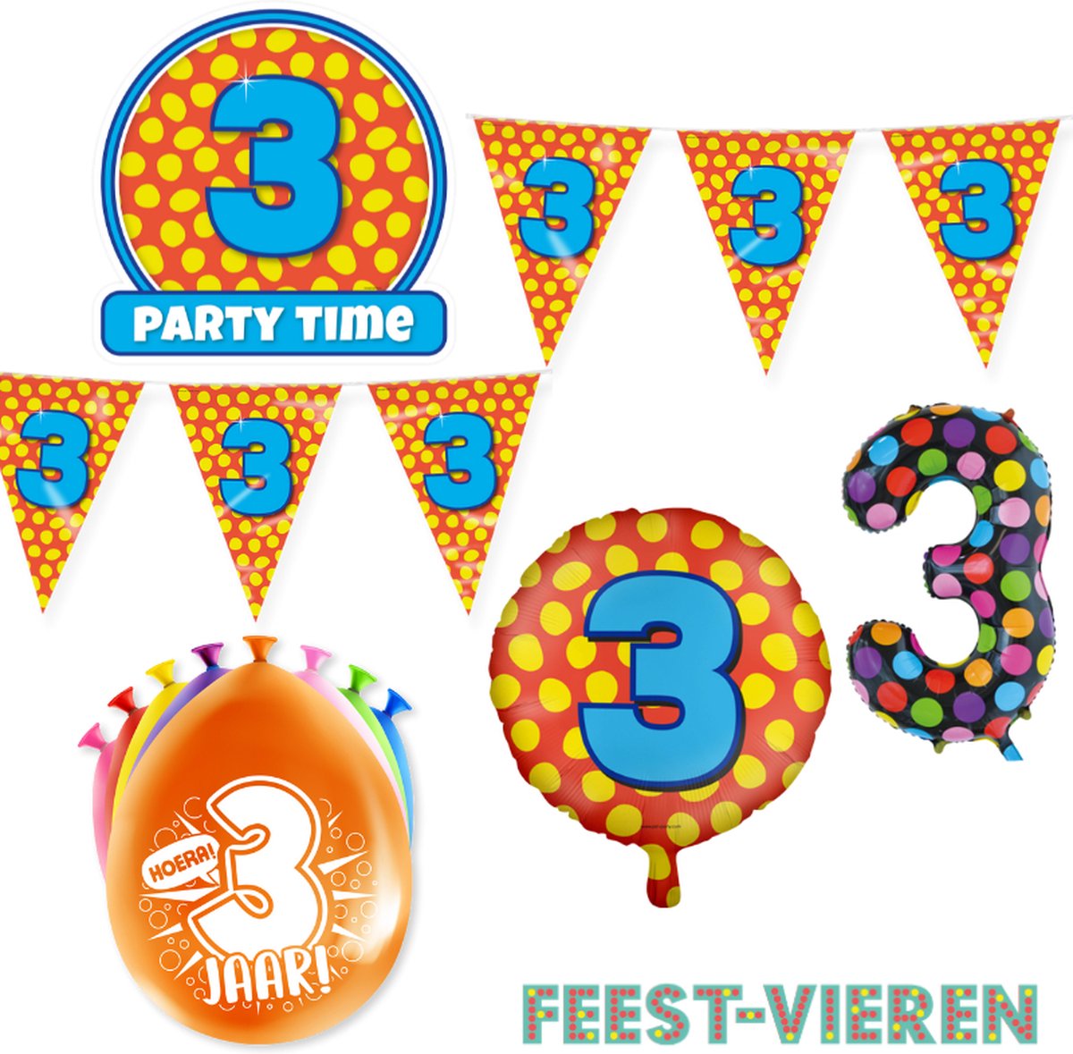 3 jaar Verjaardag Versiering Happy Party XL