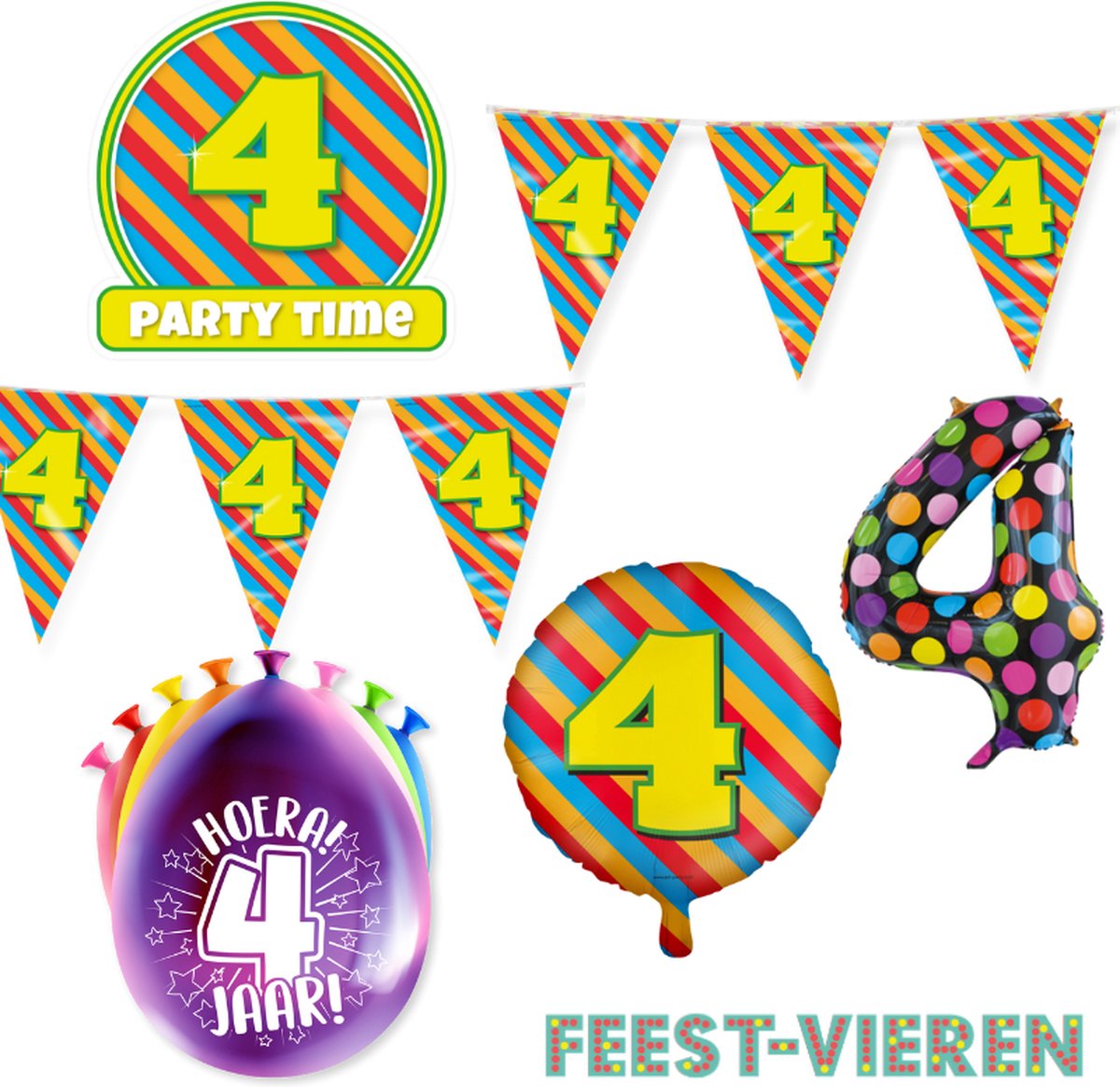 4 jaar Verjaardag Versiering Happy Party XL