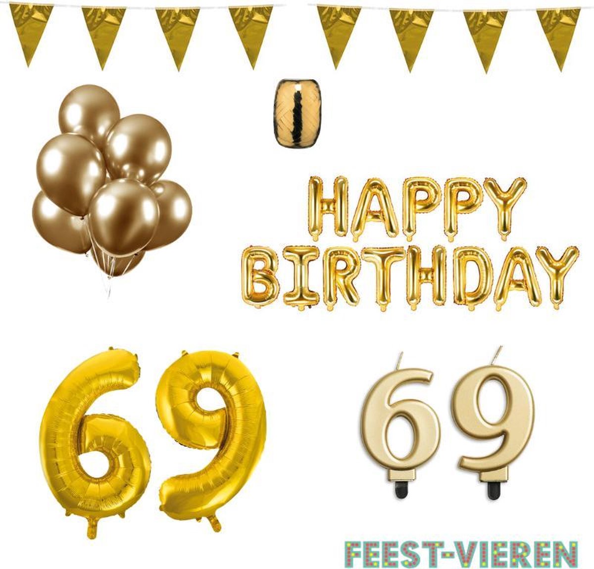 69 jaar Verjaardag Versiering Pakket Goud