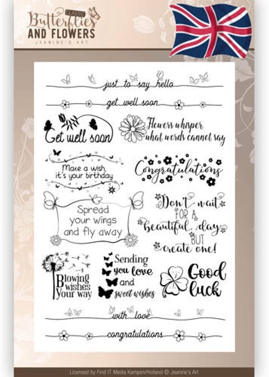 Clear Stempels Tekst  - Jeanines Art -  Classic Butterflies and Flowers - Engels