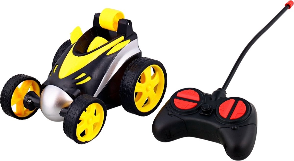 Bestuurbare stuntbuggy , car with remote control 360° spins- Geel