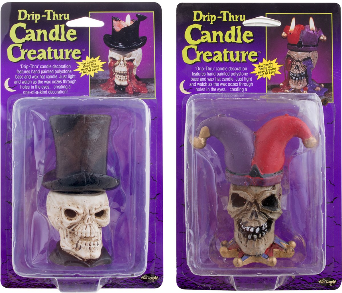 Halloween skeleton kaars + joker kaars - drip thru - 2 stuks