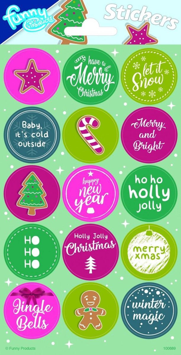 Funny Products Stickers Christmas 20 X 10 Cm Groen 15 Stuks