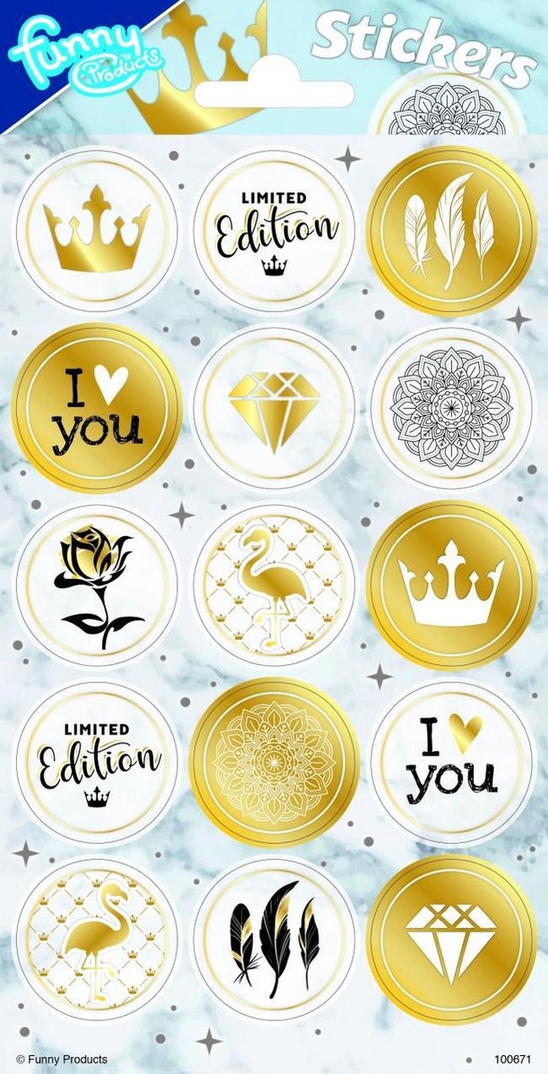 Funny Products Stickers Gold 20 X 10 Cm Fp;oe Goud 15 Stuks