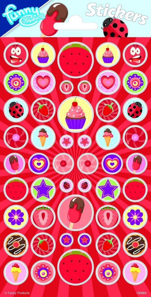 Funny Products Stickers Strawberries 20 X 10 Cm Rood 50 Stuks