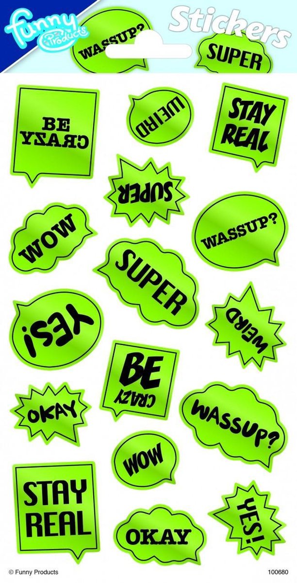 Funny Products Stickers Text 20 X 10 Cm Papier Groen 16 Stuks