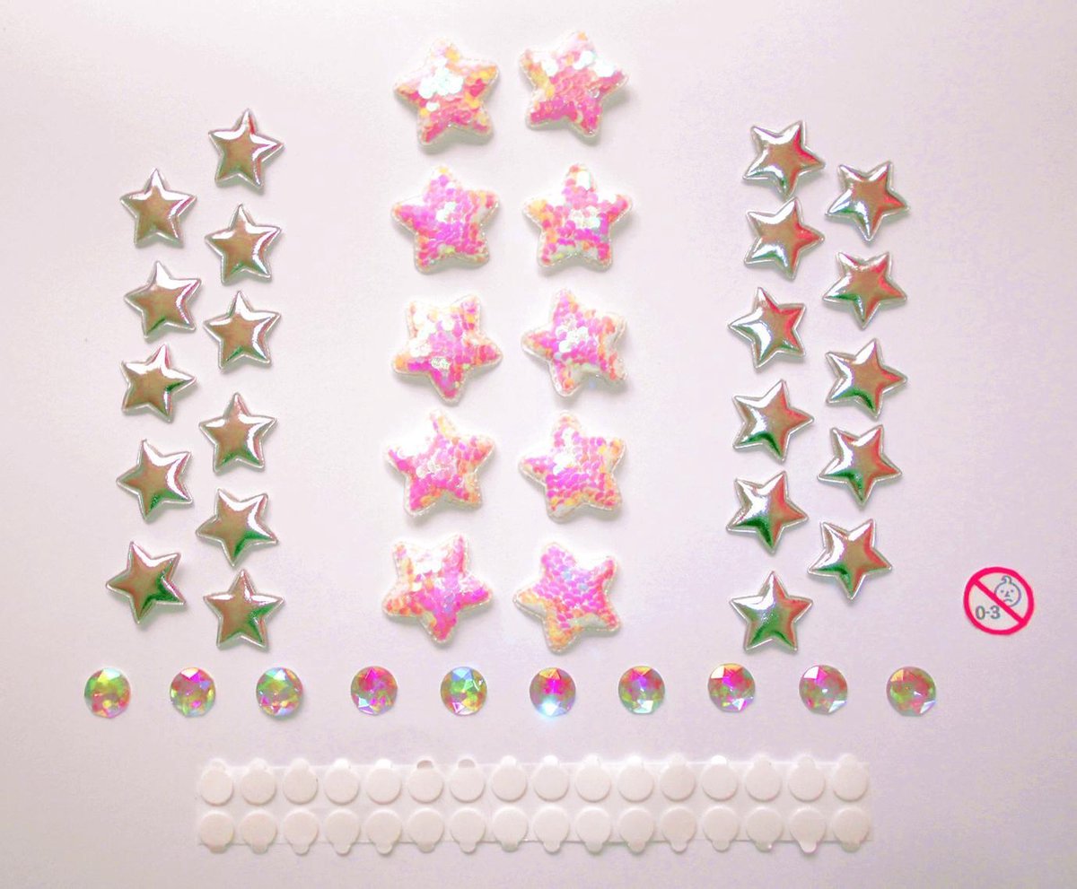 Funnylight Deco Parts decoratie set patches parelmoer sterren diamanten en zilveren sterren