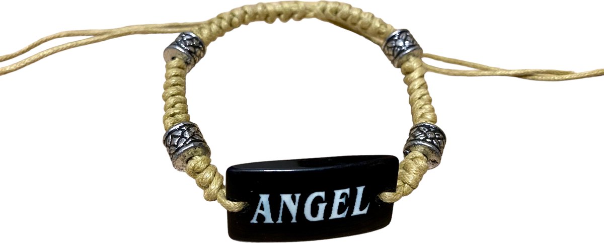 Armband verstelbaar Beige met de tekst 