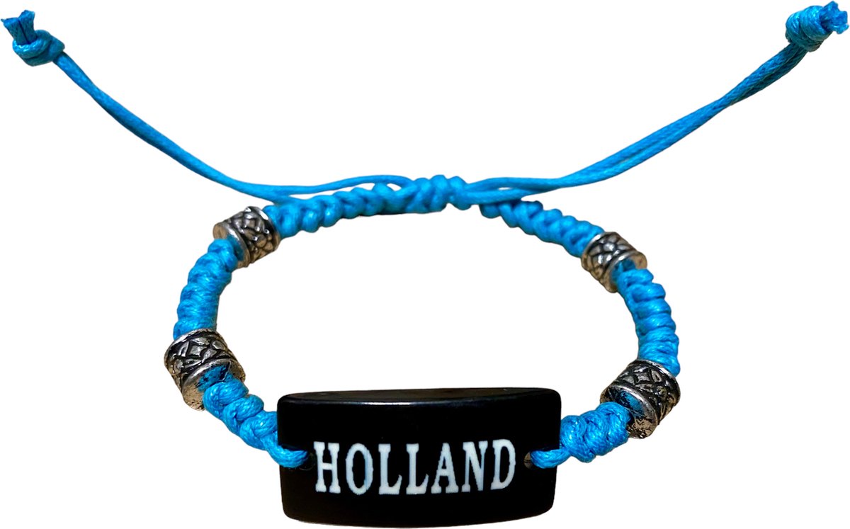 Armband verstelbaar Blauw met de tekst 