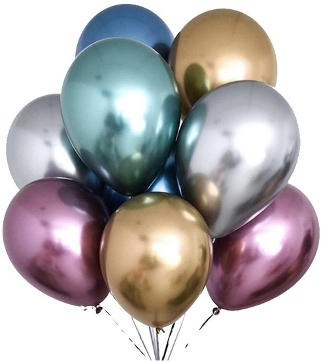 30 chique party assortiment metallic ballonnen - verjaardag ballonnen - Balonnen ;) extra groot 38 cm lang - hoge kwaliteit bio afbreekbaar latex - lucht en Helium ballonnen - Nu incl. gratis snel sluiters met lint t.w.v. 8,95