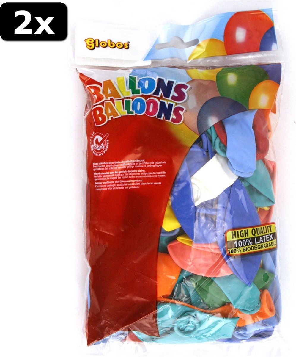 2x Globos Ballon Multi Kleuren 50 Stuks