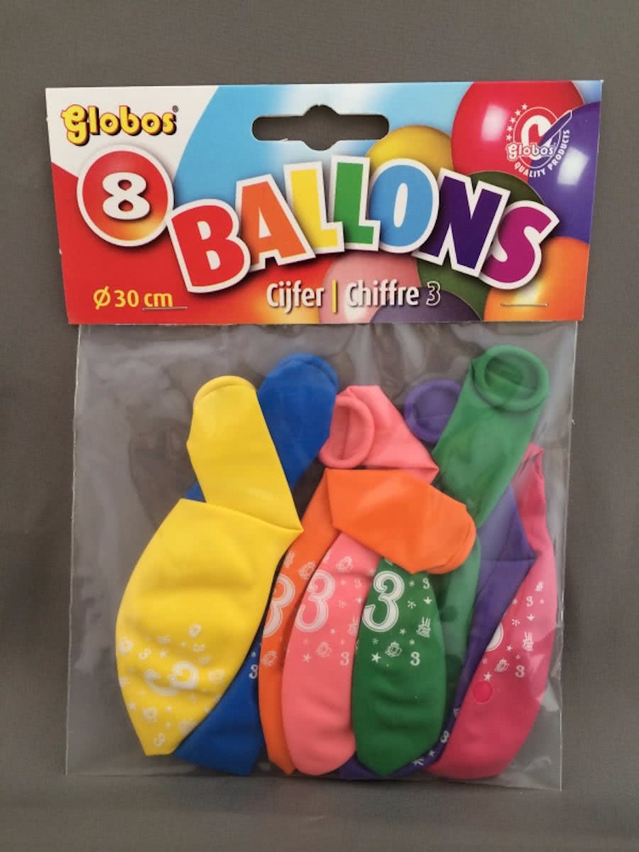 3 jaar ballonnen 8 stuks