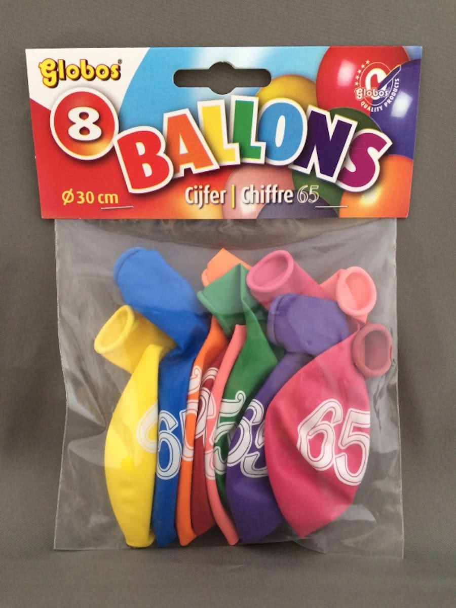 65 jaar ballonnen 8 stuks