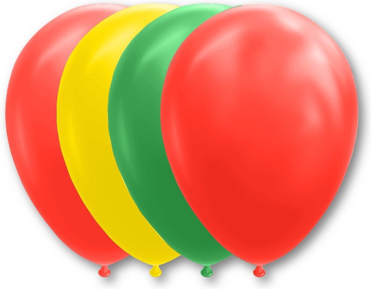 Carnaval ballon rood geel groen – carnaval – 12 inch-30 cm – 100 stuks.