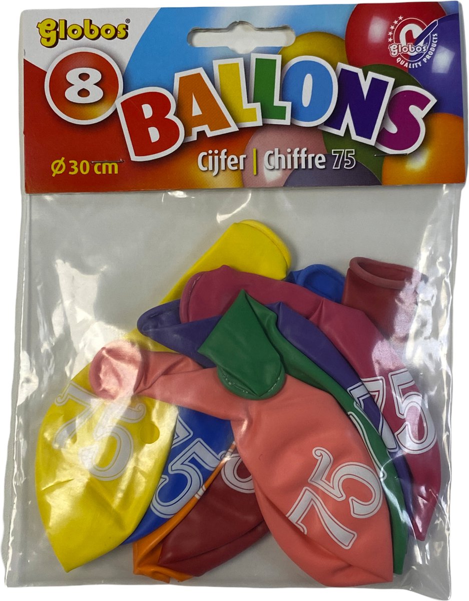 Globos Cijferballonnen Nr.75 Zak A 8st.