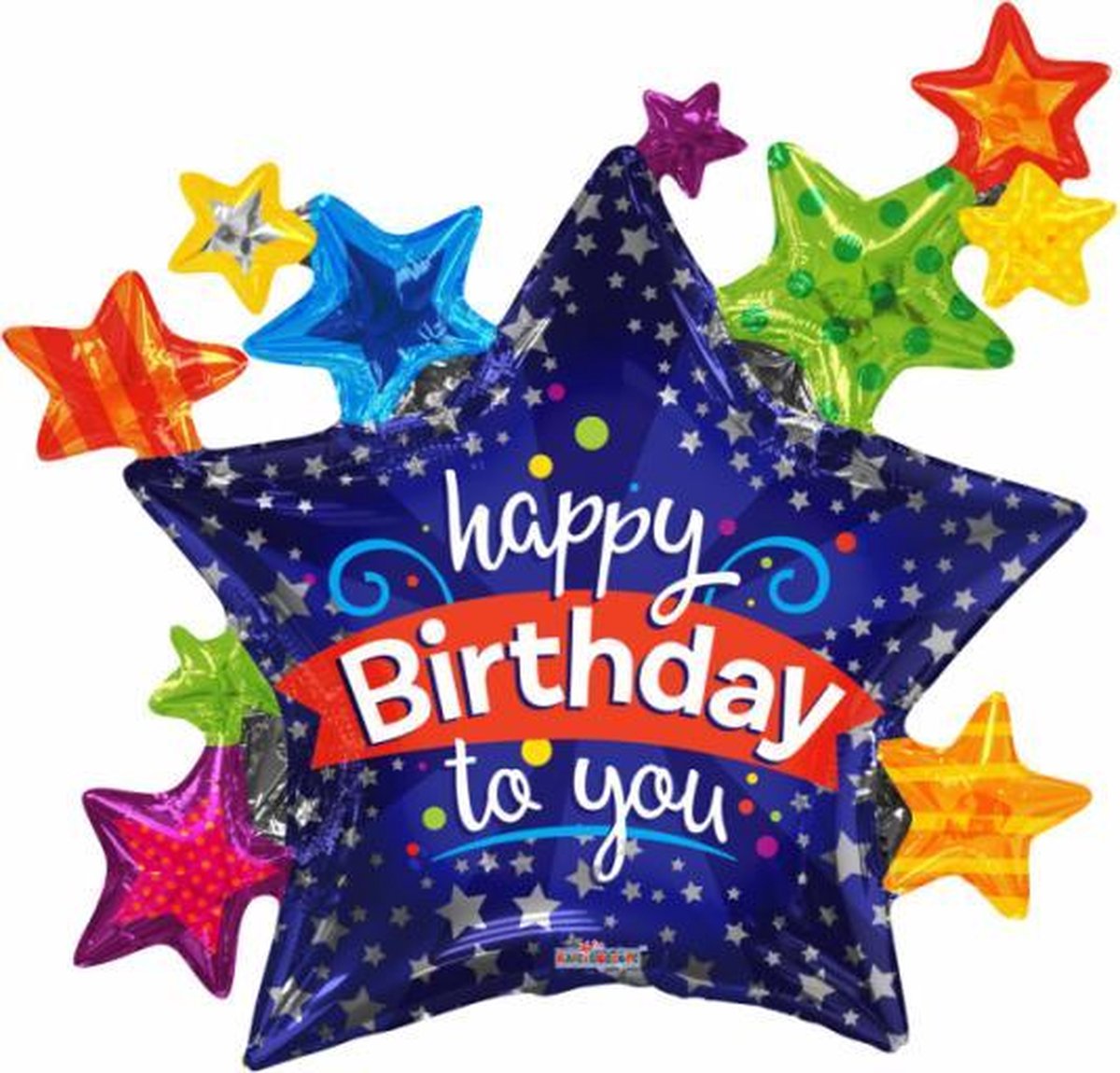 folieballon Happy Birthday Many Stars 91 cm blauw