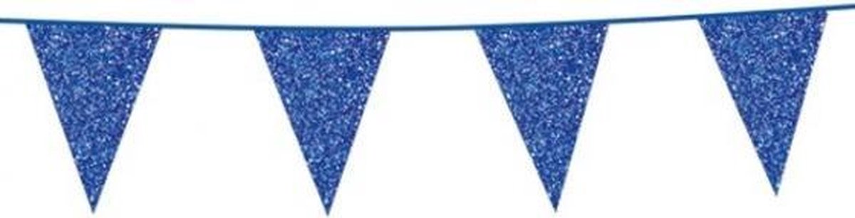 vlaggenlijn glitter 6 meter 20 x 16 cm blauw