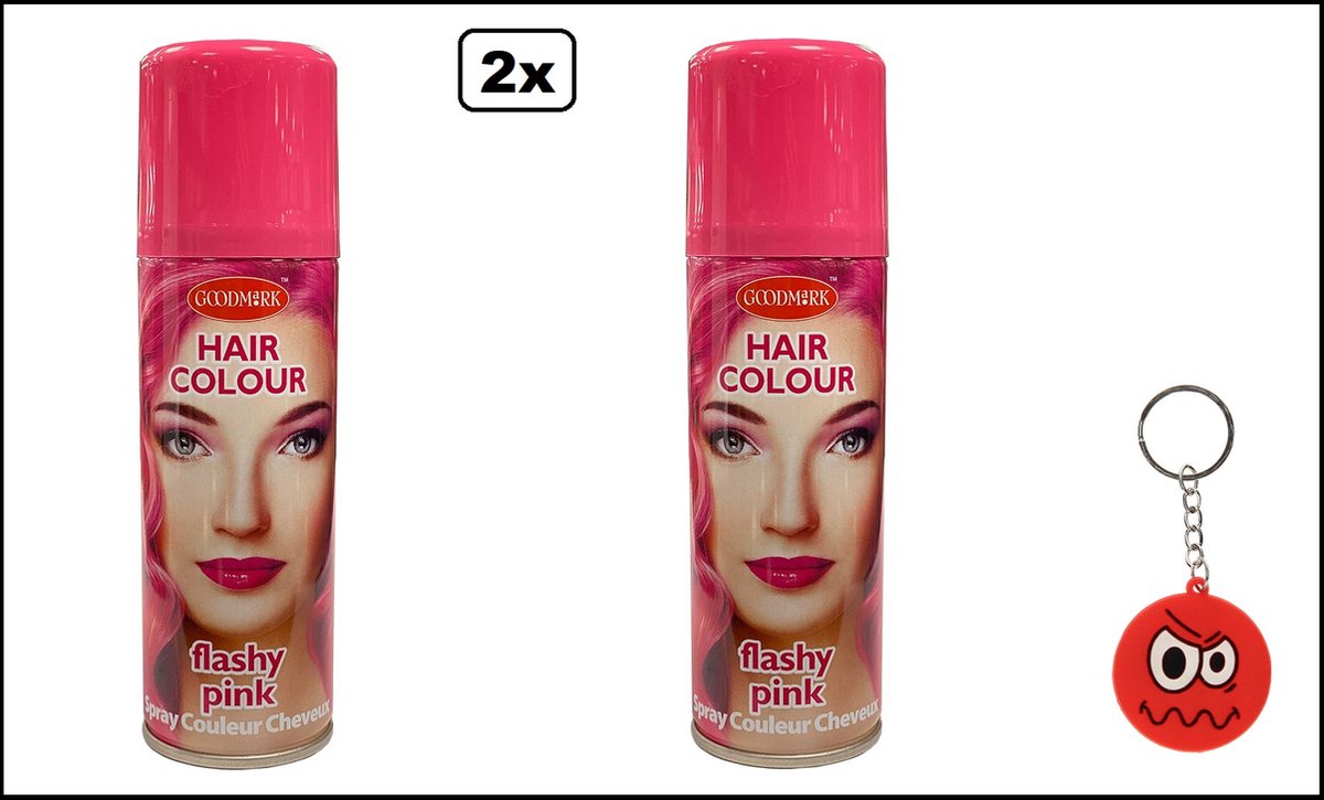 2x Haarverf/haarspray roze 125 ml - Smiley - Festival thema feest carnaval haar kleurspray party