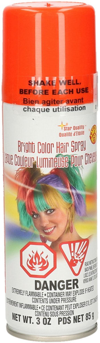 Goodmark Haar verf/spray - neon oranje - spuitbus - 125 ml - Carnaval - waterbasis