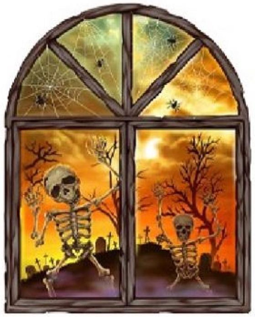 Halloween SKELETTEN – 3D raamstickers RAAMMODEL 23 x 27 cm – 1 stuk.