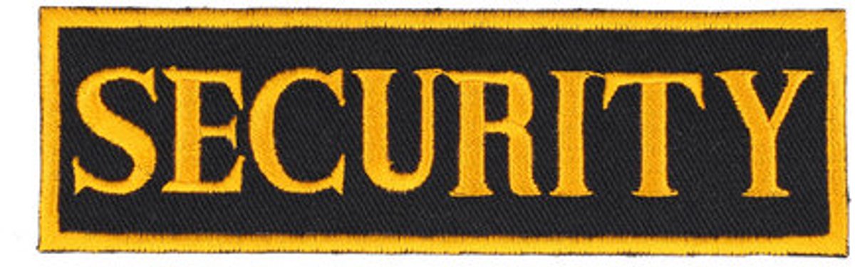 Haarsoires DIY applicatie strijkpatch Security 3,5 cm x 11,5 cm – opstrijkbaar – zwart/geel