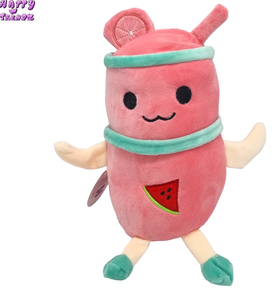 Happy Trendz® - Bubble Tea Watermeloen Pluche - 25 cm Groot - Watermelon - Met Armpjes en Beentjes - Bekend van Boba - Kawaii - Cute