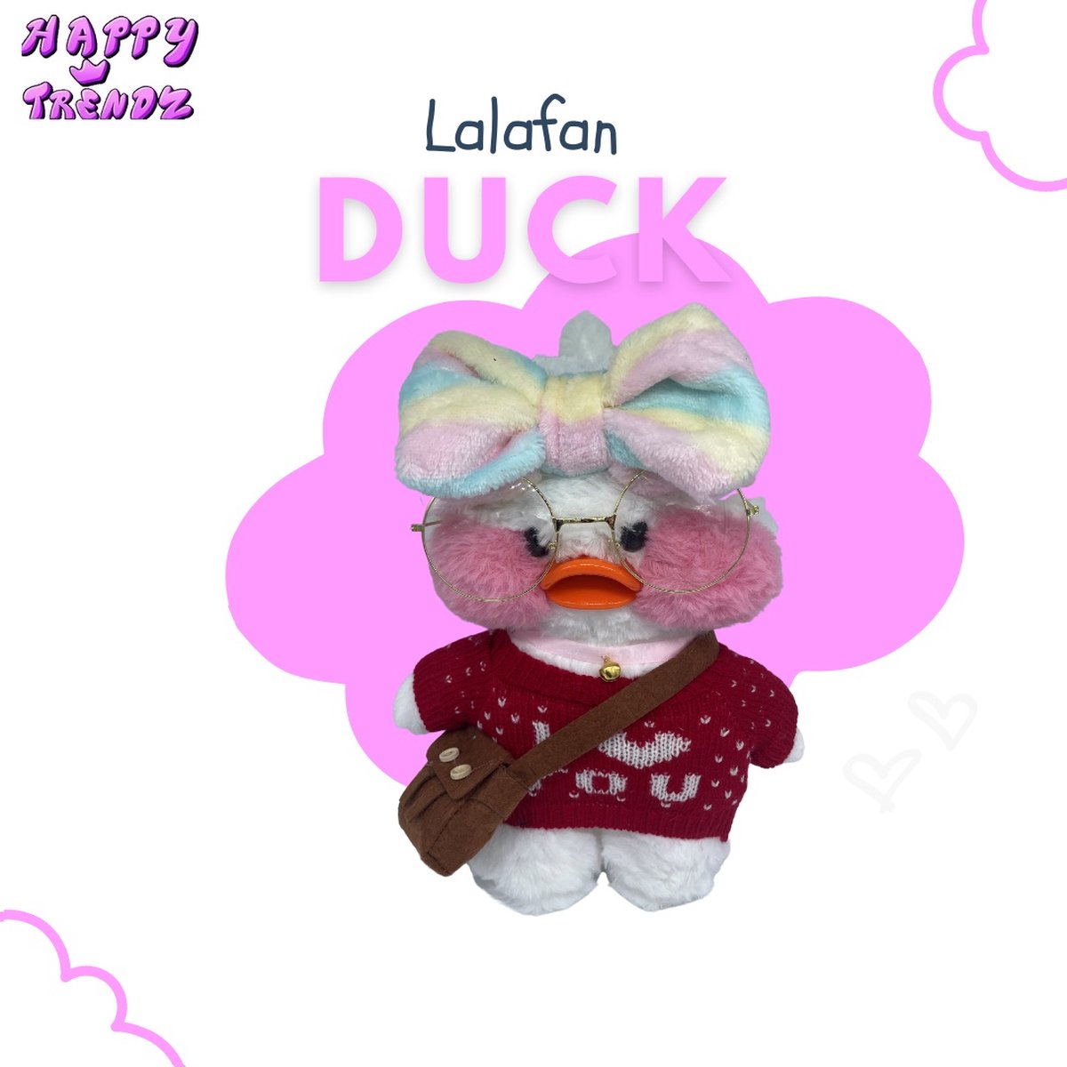 Happy Trendz® - Lalafanfan knuffel eend Wit - Duck Wit I love you - pasen - Rainbow Hoofdband - knuffel - Knuffel Eend - Pluche - Paper Duck - Paperduck - 30cmPaper Duck knuffel - Paper Duck - Paperduck - Knuffel Eend - 30cm -