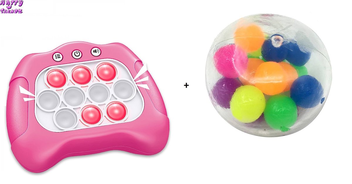 Happy Trendz® - Pop It Spel Game + DNA Ball - Pop It Game - Fidget Toy - Pop It Controller - Pop It Pro - Fast Push - Montessori Speelgoed - Stressbal - Fidget Toys - Anti Stress Speelgoed - Jongens - Meisjes - Volwassenen - Fijne Motoriek - Roze